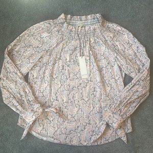 Rebecca Taylor- La Vie- Women’s Smocked Neckline Pullover Paisley Blouse